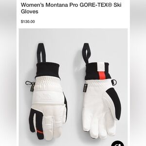 The North Face White and Black Gore-Tex Goat Leather Gloves